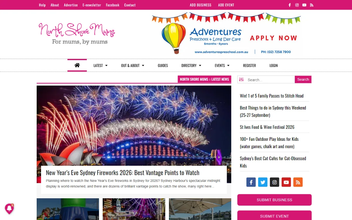 North Shore Mums website home page